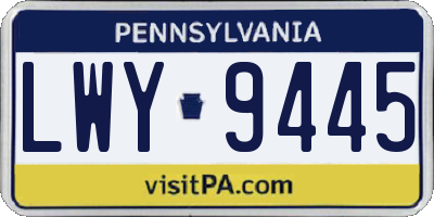 PA license plate LWY9445