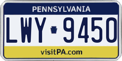 PA license plate LWY9450