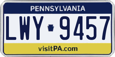PA license plate LWY9457