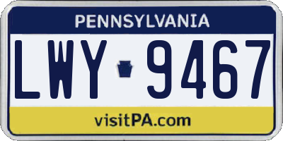 PA license plate LWY9467