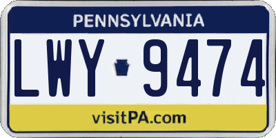 PA license plate LWY9474