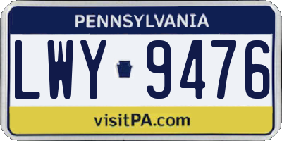 PA license plate LWY9476