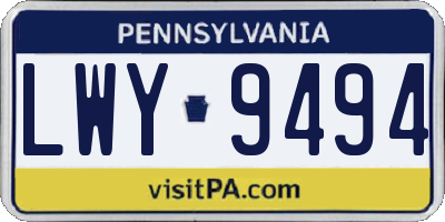PA license plate LWY9494