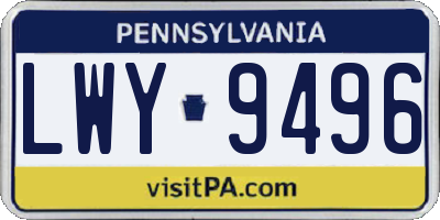 PA license plate LWY9496