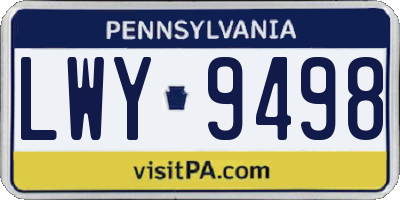 PA license plate LWY9498