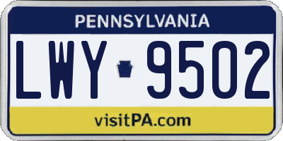 PA license plate LWY9502
