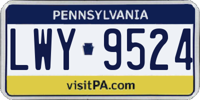 PA license plate LWY9524