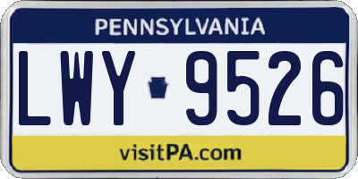 PA license plate LWY9526
