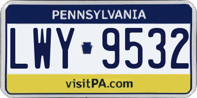PA license plate LWY9532