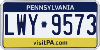PA license plate LWY9573