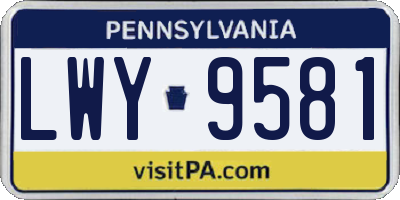 PA license plate LWY9581