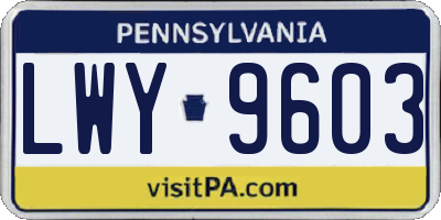 PA license plate LWY9603