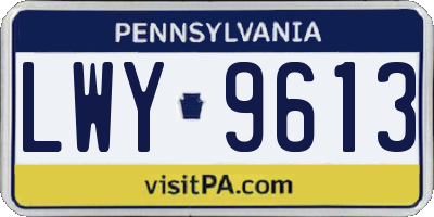 PA license plate LWY9613