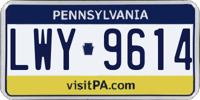 PA license plate LWY9614