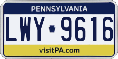 PA license plate LWY9616