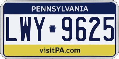 PA license plate LWY9625