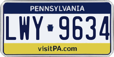 PA license plate LWY9634