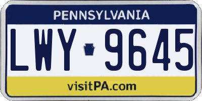 PA license plate LWY9645