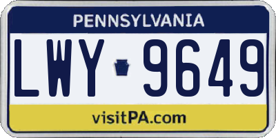 PA license plate LWY9649