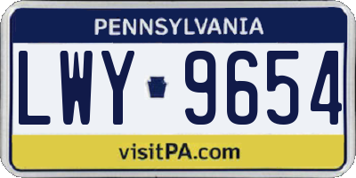 PA license plate LWY9654