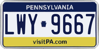 PA license plate LWY9667