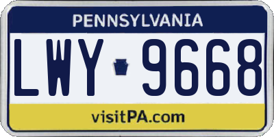 PA license plate LWY9668