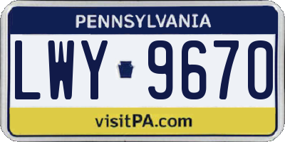 PA license plate LWY9670