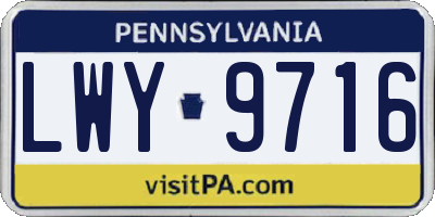 PA license plate LWY9716