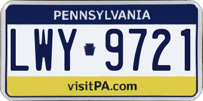 PA license plate LWY9721