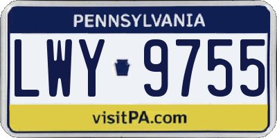 PA license plate LWY9755