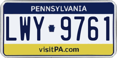 PA license plate LWY9761