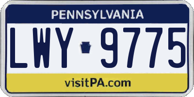 PA license plate LWY9775