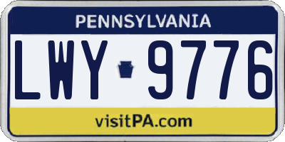 PA license plate LWY9776