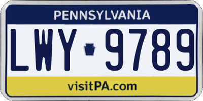 PA license plate LWY9789