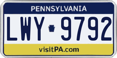 PA license plate LWY9792