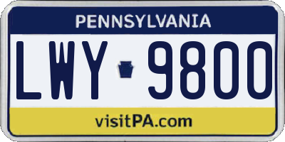 PA license plate LWY9800