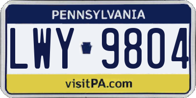 PA license plate LWY9804