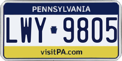 PA license plate LWY9805