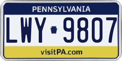 PA license plate LWY9807