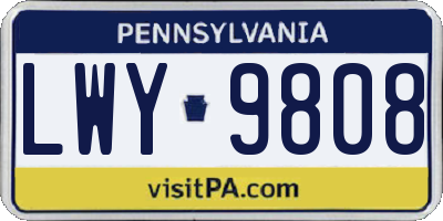 PA license plate LWY9808
