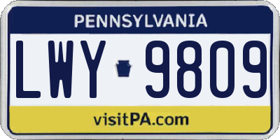 PA license plate LWY9809