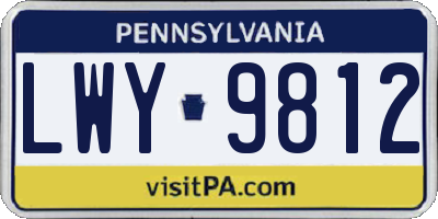 PA license plate LWY9812