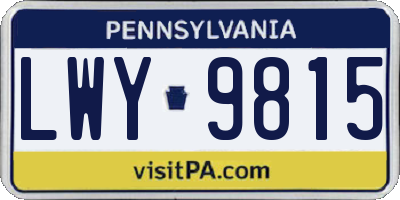 PA license plate LWY9815