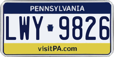 PA license plate LWY9826