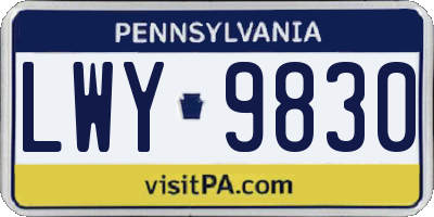 PA license plate LWY9830