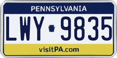 PA license plate LWY9835