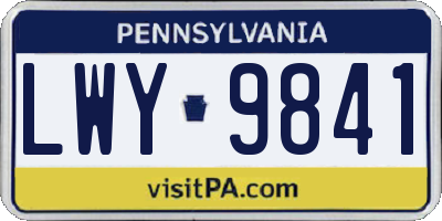 PA license plate LWY9841