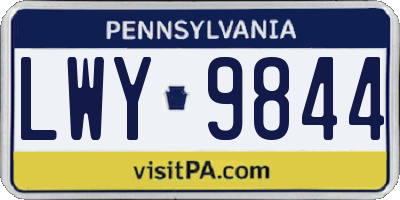 PA license plate LWY9844
