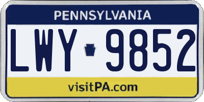 PA license plate LWY9852