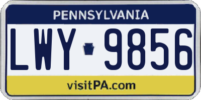 PA license plate LWY9856